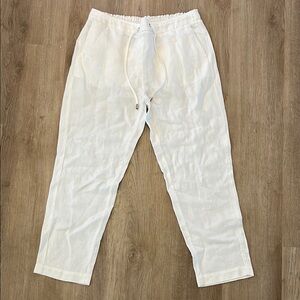 Chico's White Straight Leg Linen Pants